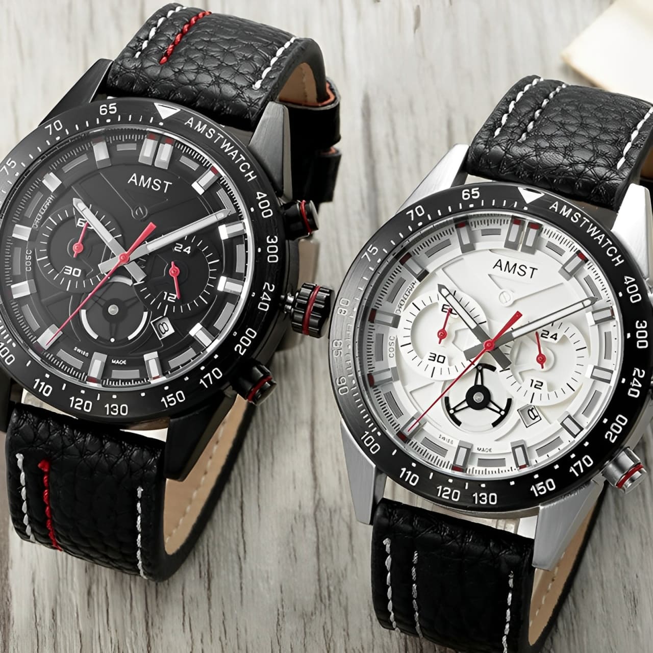 Relógio Masculino AMST Luxo Quartzo Pulseira de Couro