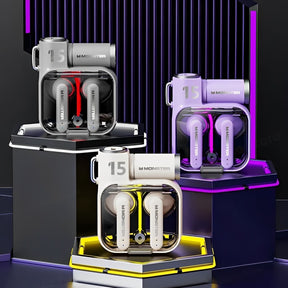 Fone de Ouvido Bluetooth Gamer Monster XKT15 TWS  Cancelamento de Ruído, Baixa Latência e RGB Flip