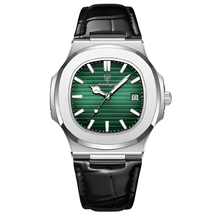 Relógio Masculino POEDAGAR 613 Quadrado Couro Luxo Calendário à Prova D'Água