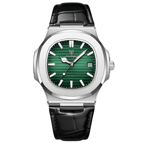 Relógio Masculino POEDAGAR 613 Quadrado Couro Luxo Calendário à Prova D'Água