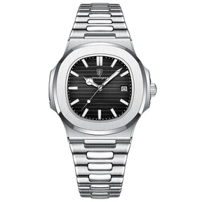 Relógio Masculino Quadrado Luxo Poedagar 613B Inox à Prova d’Água com Calendário