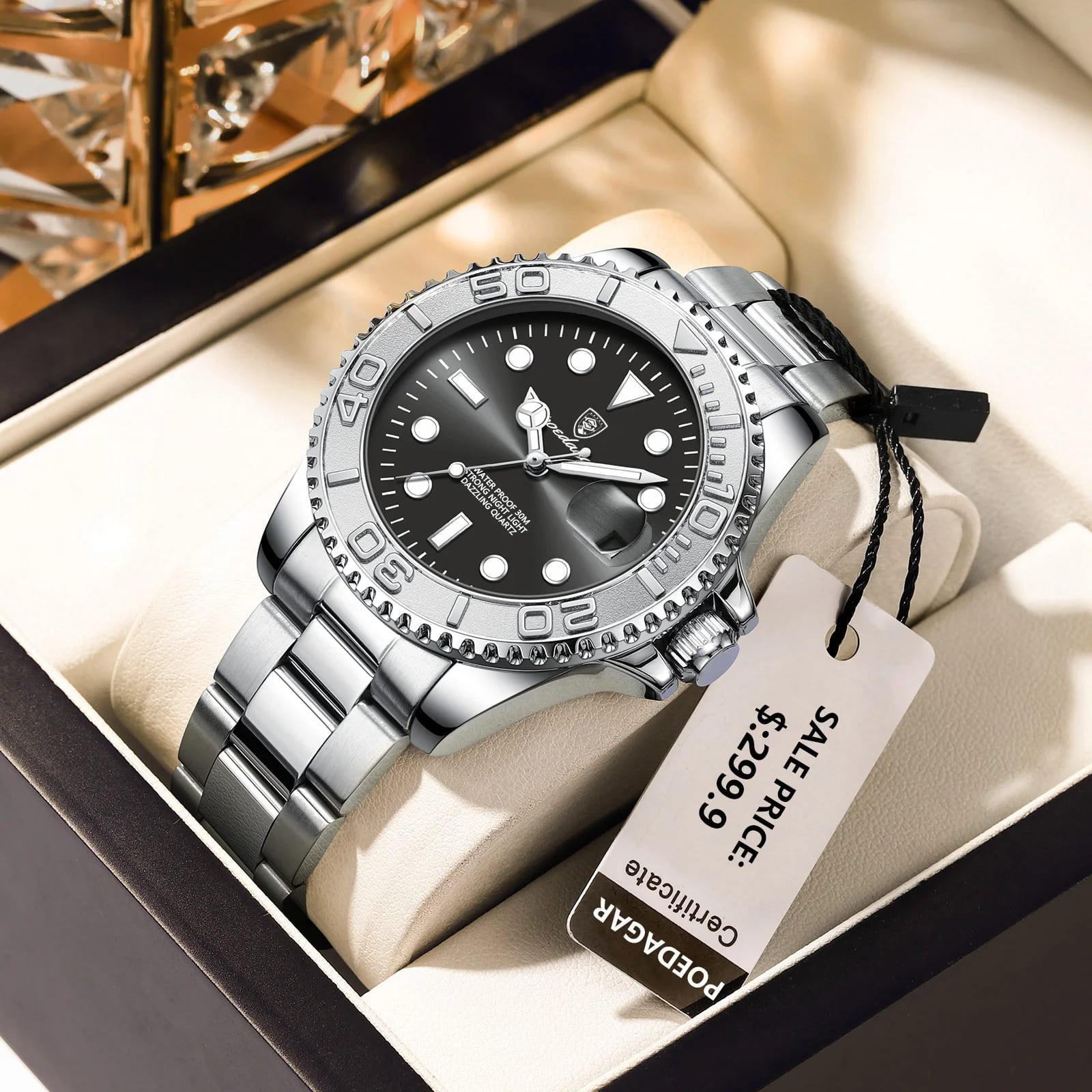 Relógio Masculino POEDAGAR 680S Quartz Luxo com Calendário e Resistência à Água